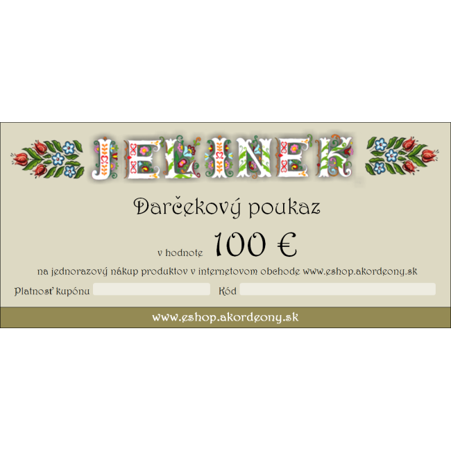 Darčekový poukaz v hodnote 100 €