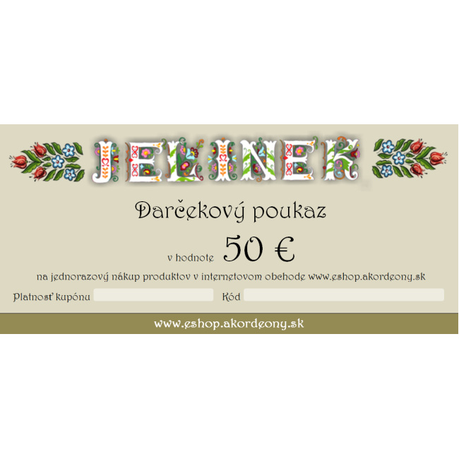 Darčekový poukaz v hodnote 50 €