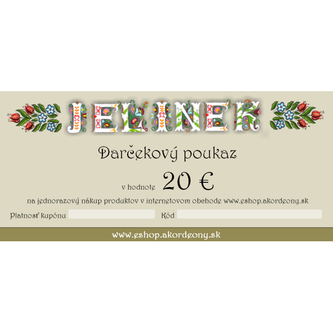Darčekový poukaz v hodnote 20 €