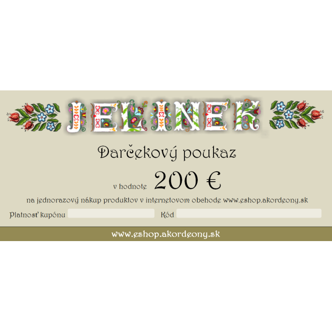 Darčekový poukaz v hodnote 200 €
