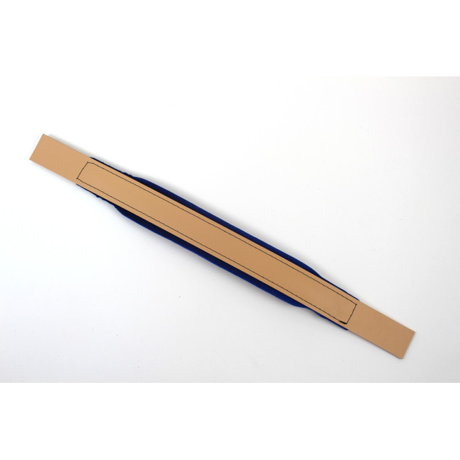 Basový remeň modrý na akordeón / heligónku, hnedá koža, šírka 6 cm
