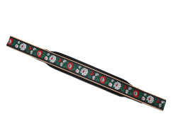 Basový remeň čierny na akordeón / heligónku, hnedá koža, šírka 6 cm