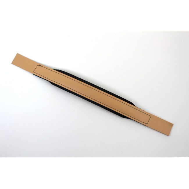 Basový remeň čierny na akordeón / heligónku, hnedá koža, šírka 6 cm
