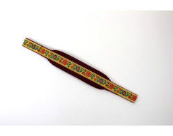Basový remeň červený krojovaný na akordeón / heligónku, červená koža, šírka 8 cm