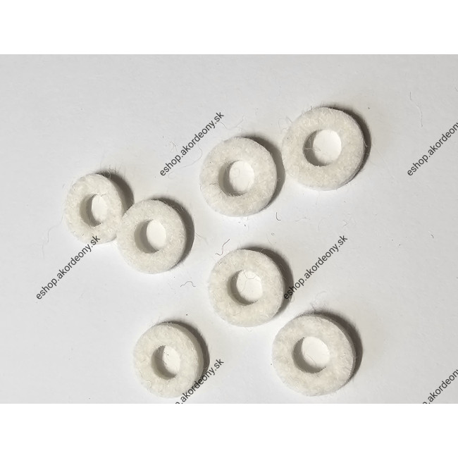 Filcové podložky pod gombíky s rozmerom 15 x 2,5 mm, farba biela Filcové podložky pod gombíky s rozmerom 15 x 2,5 mm, farba biela