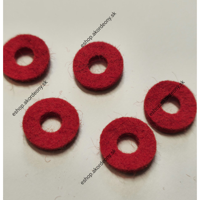 Filcové podložky pod gombíky s rozmerom 15 x 2,5 mm, farba červená