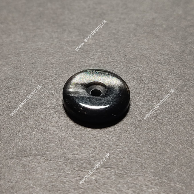 Gombík s priemerom 15 x 3,5 mm, s dierkou, farba: perleťová čierna