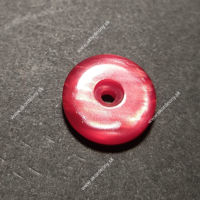 Gombík s priemerom 15 mm, s dierkou, farba: perleťová červená