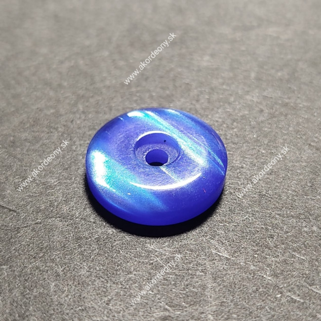 Gombík s priemerom 15 mm, s dierkou, farba: perleťová modrá