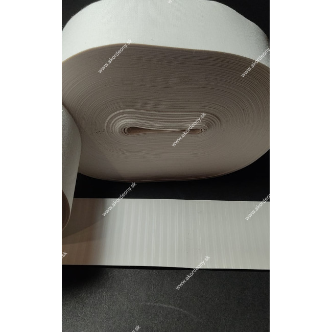 Koženka na rámik mechu prúžkovaná, šírka 50 mm, farba biela