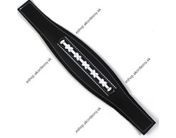 Basový remeň čierny kožený pletený na heligónku, šírka 8 cm