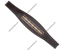 Basový remeň hnedý kožený pletený na heligónku, šírka 8 cm