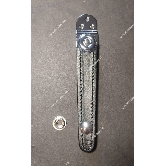 Spojovacie remienky kožené čierne na heligónky / akordeóny, 8,5 cm dlhé
